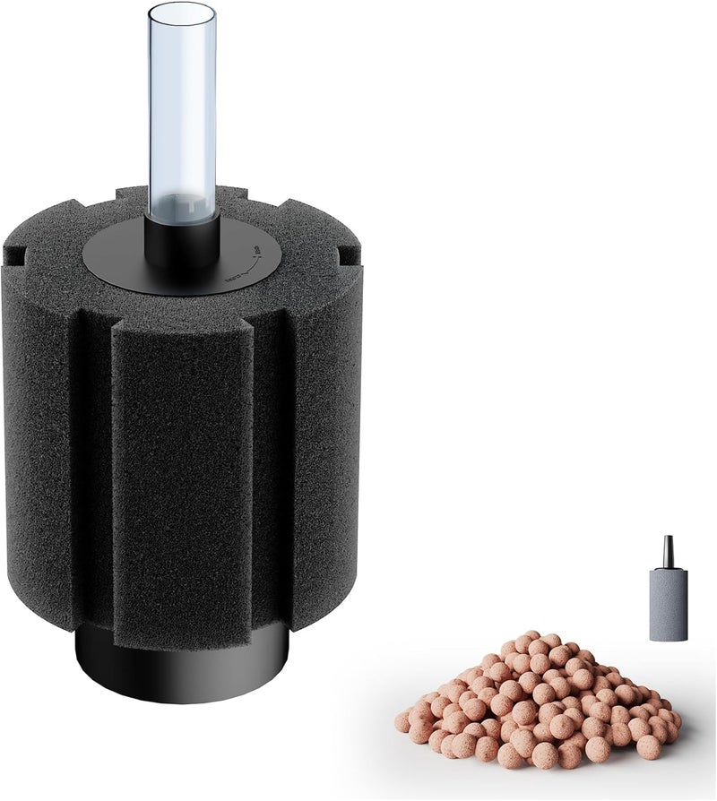 DVHEY 10-150Gal Aquarium Sponge Filter with Ceramic Media and Bubble Diffuser Ultra Quiet Fish Tank Filters fit Breeding Fry Betta Shrimp Fish Tank (1 Pack, M(50-80 Gallon)) - Image 1